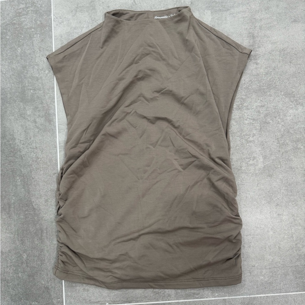 Abercrombie & Fitch The Paloma Olive-Brown Ruched  Top